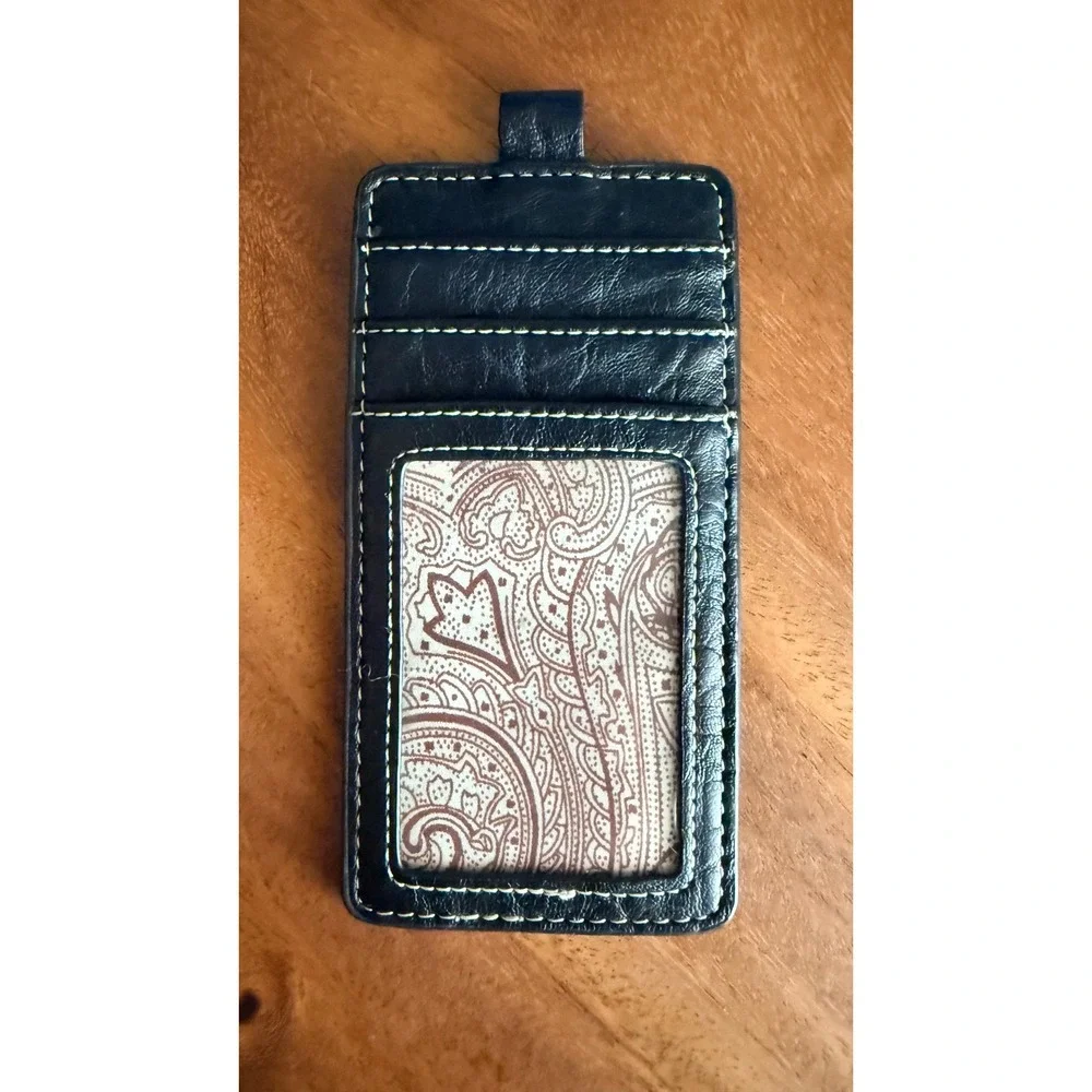 Nocona Black Leather Western Card Holder ID Case for Fringe Tooled Bags